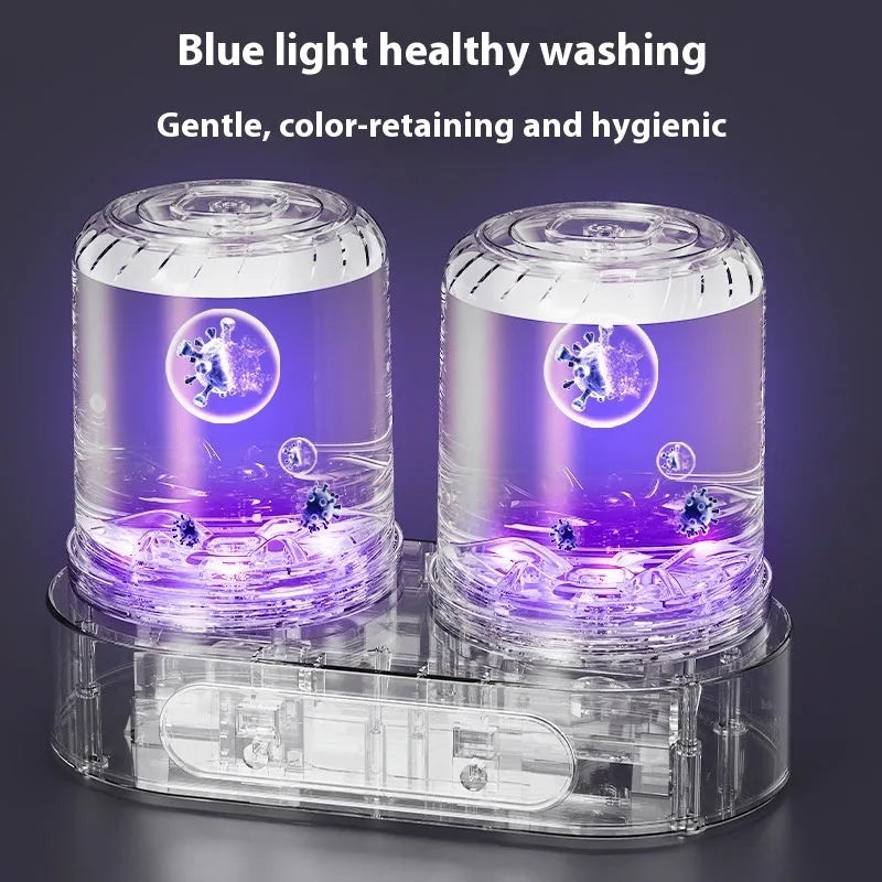White USB-powered double bucket mini washing machine for underwear and small garments