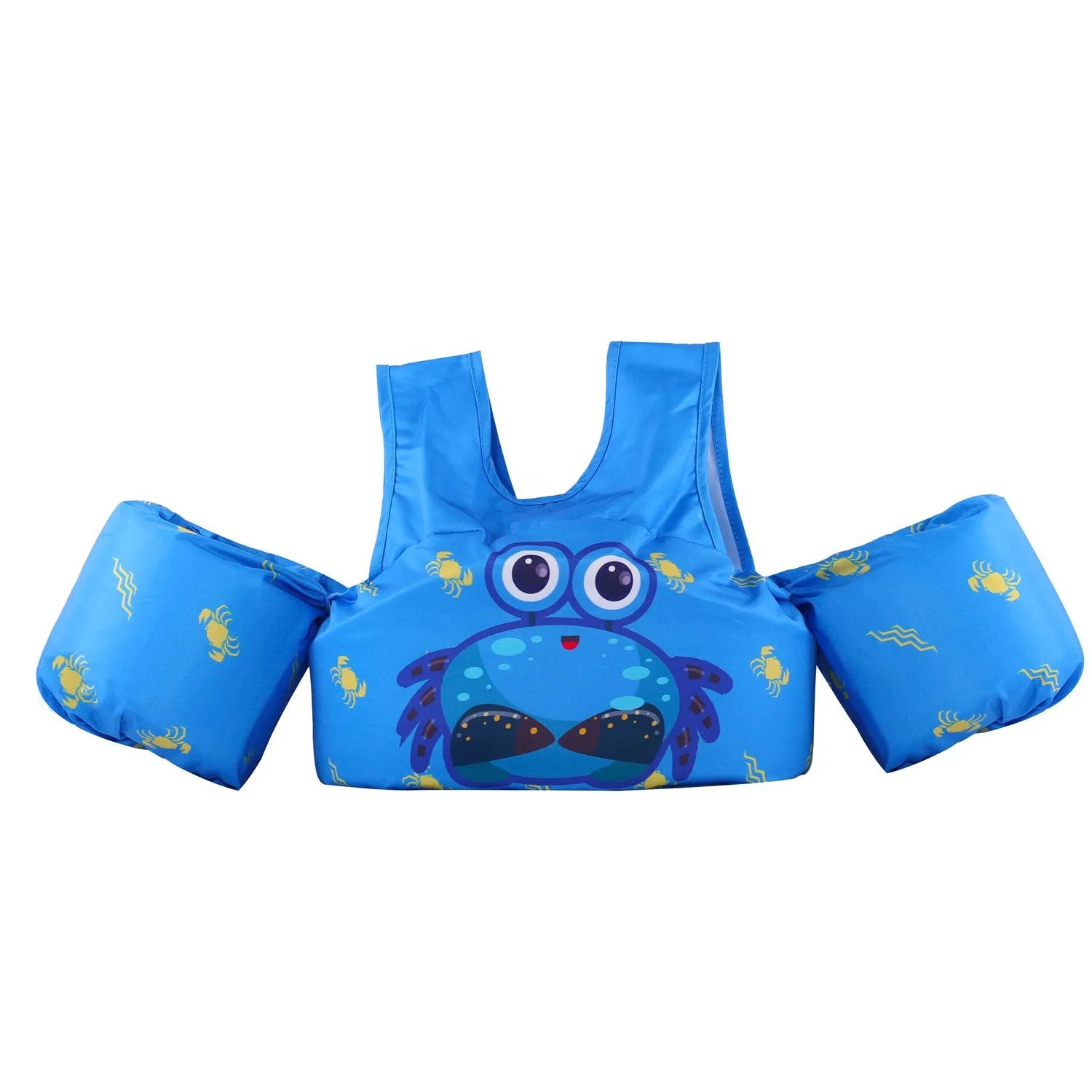 Children's swimsuit with extended arm swimming ring in colourful cartoon designs