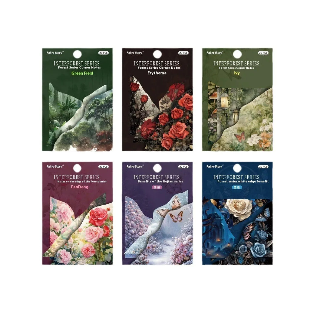 DIY hand account book notes set showing six colour patterns including Spring Vine, Pink Plum and Red Rose designs