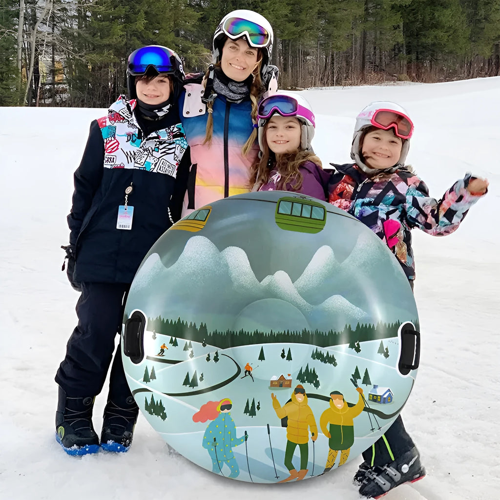 PVC winter ski ring with printed design options for outdoor cold weather play