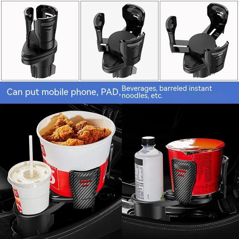 Second generation upgraded car cup holder modification in ABS plastic with carbon fibre pattern finish