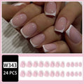 24 white plaid patterned press-on nail tips arranged in a box