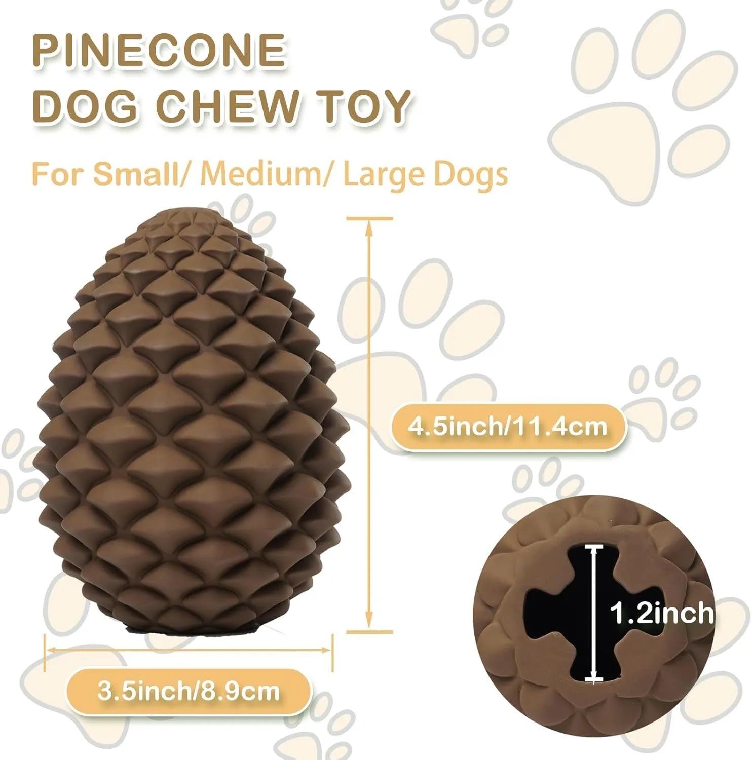 Yellow pine cone shaped dog chew toy with treat dispenser for medium large aggressive chewers