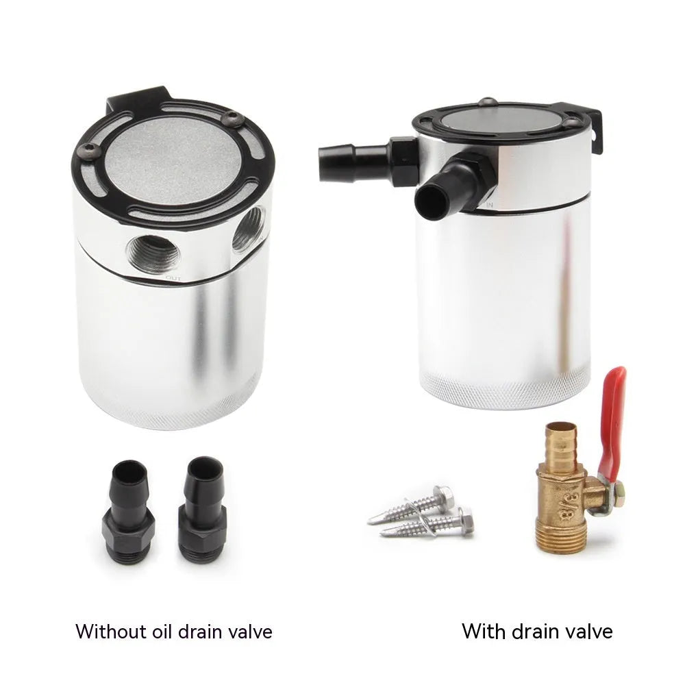 Aluminium automotive oil pot with oil-free valve and two-hole design