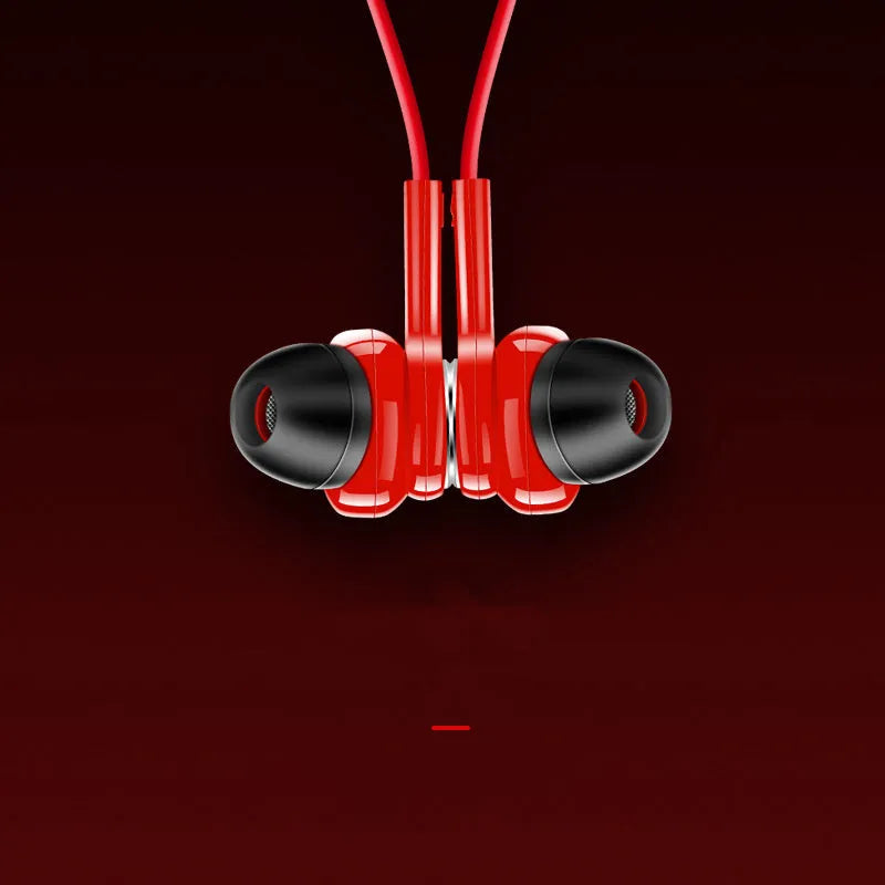 Neckband sports Bluetooth earphones in black, red or white colour options with USB cable