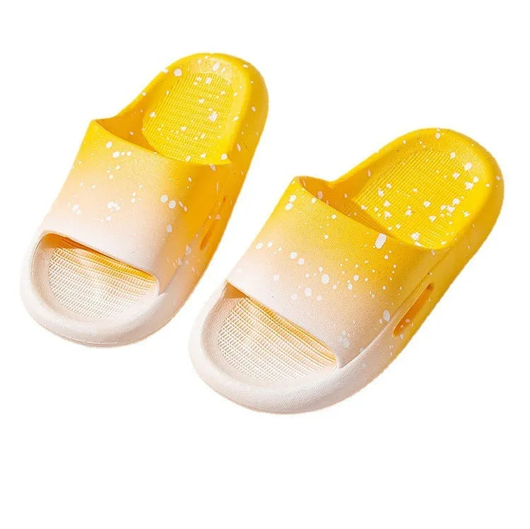 Children's gradient colour PVC summer slippers showing non-slip sole and breathable upper construction