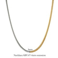 Women's cold gold stainless steel snake bones chain necklace with geometric lines, 3mm thickness