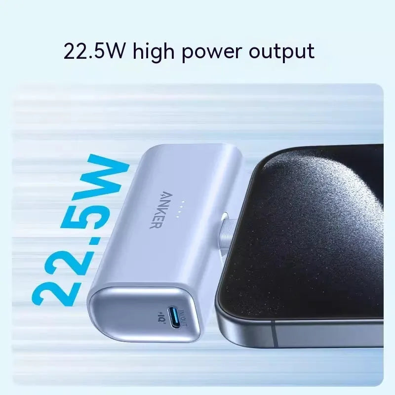 Compact capsule power bank in multiple colours showing USB-C port and foldable connector