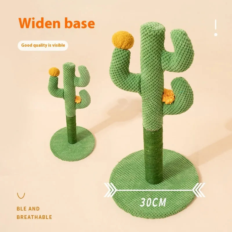 Cactus-shaped cat scratching post and climbing frame with sisal scratching surface.