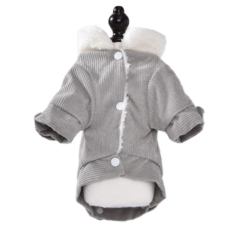 Lambswool grey dog vest with fleece lining for autumn and winter pet warmth