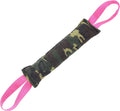 Beige jute dog tug toy with two handles for interactive training play