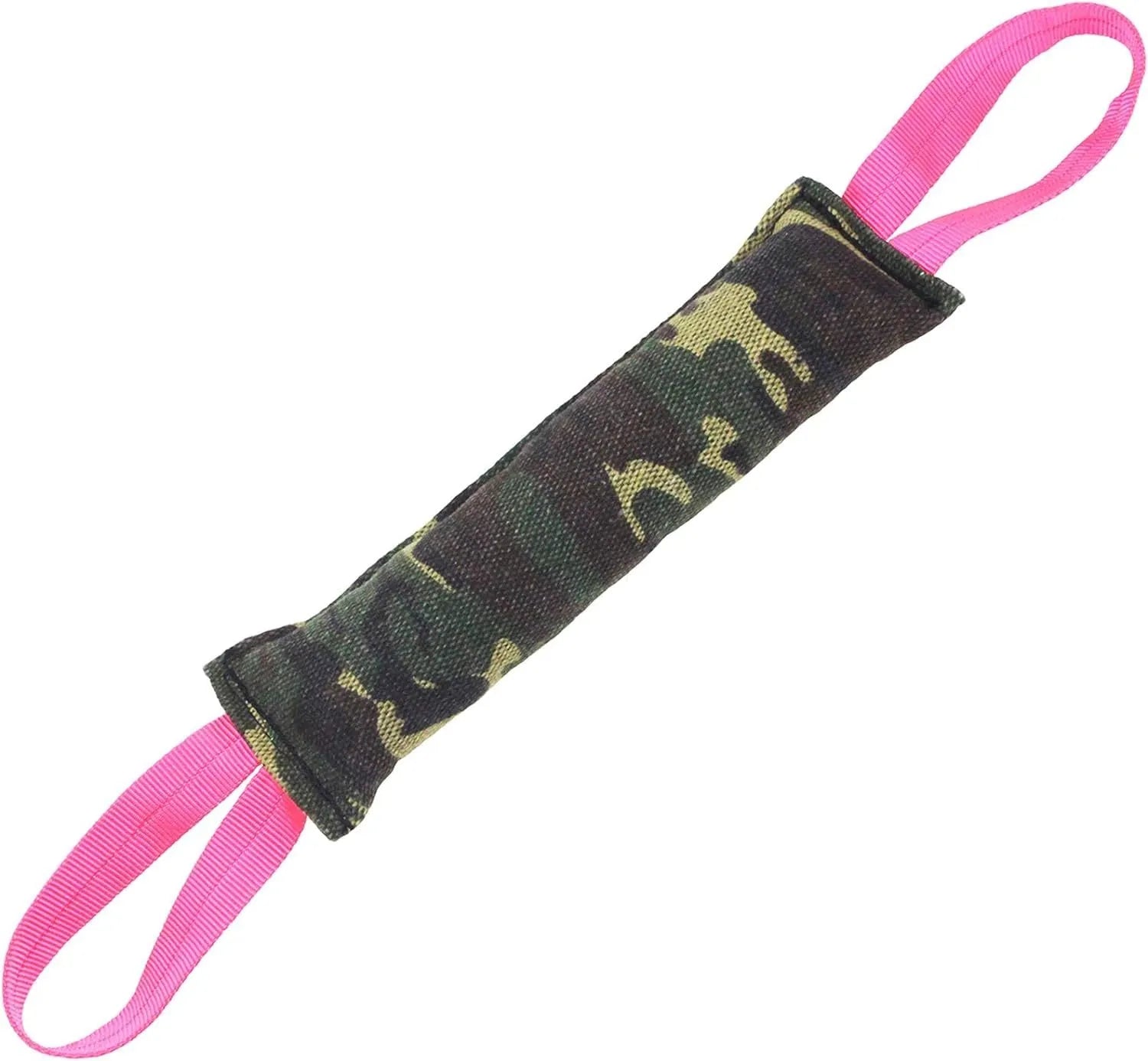 Beige jute dog tug toy with two handles for interactive training play