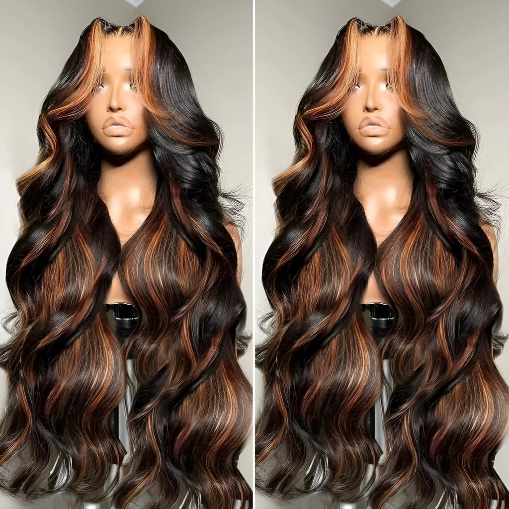 Gradient brown big wave wig with high-temperature fibre and headgear