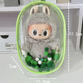 Transparent PVC cartoon backpack storage bag for cotton dolls in cube design
