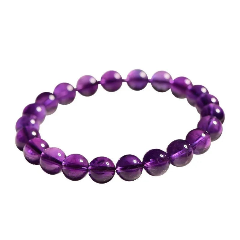 Natural amethyst Uruguay bracelet with scattered polished crystal beads in jiuya colour grades