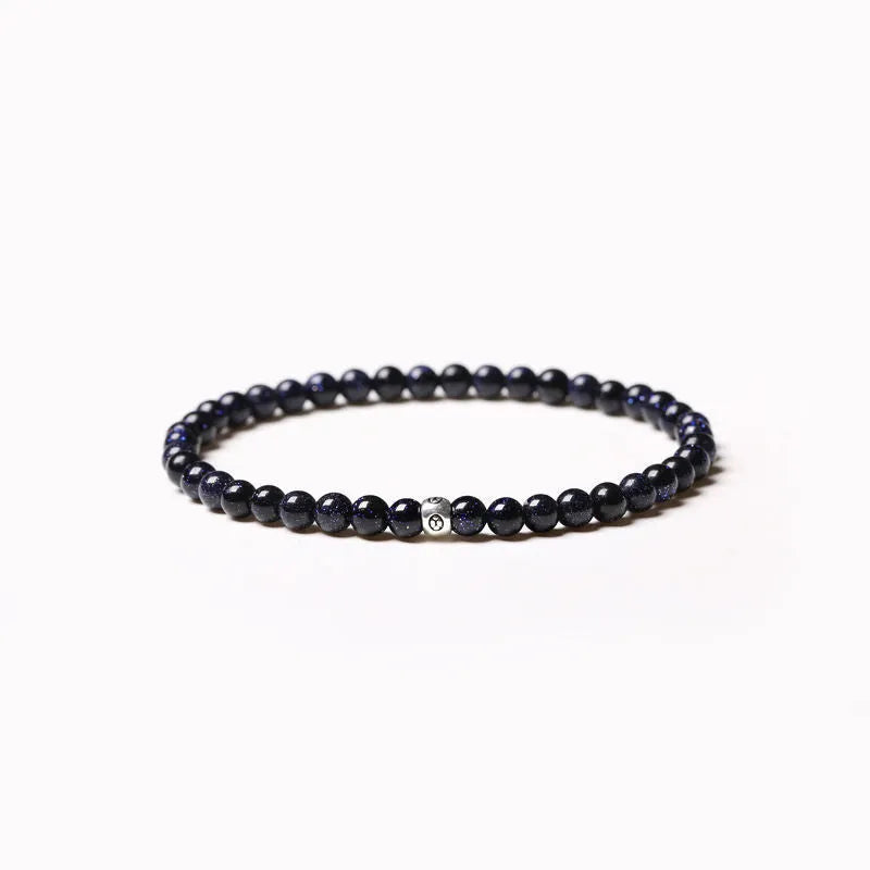 Geometric bead bracelet with Obsidian, Agate and Blue San stones in 4mm size