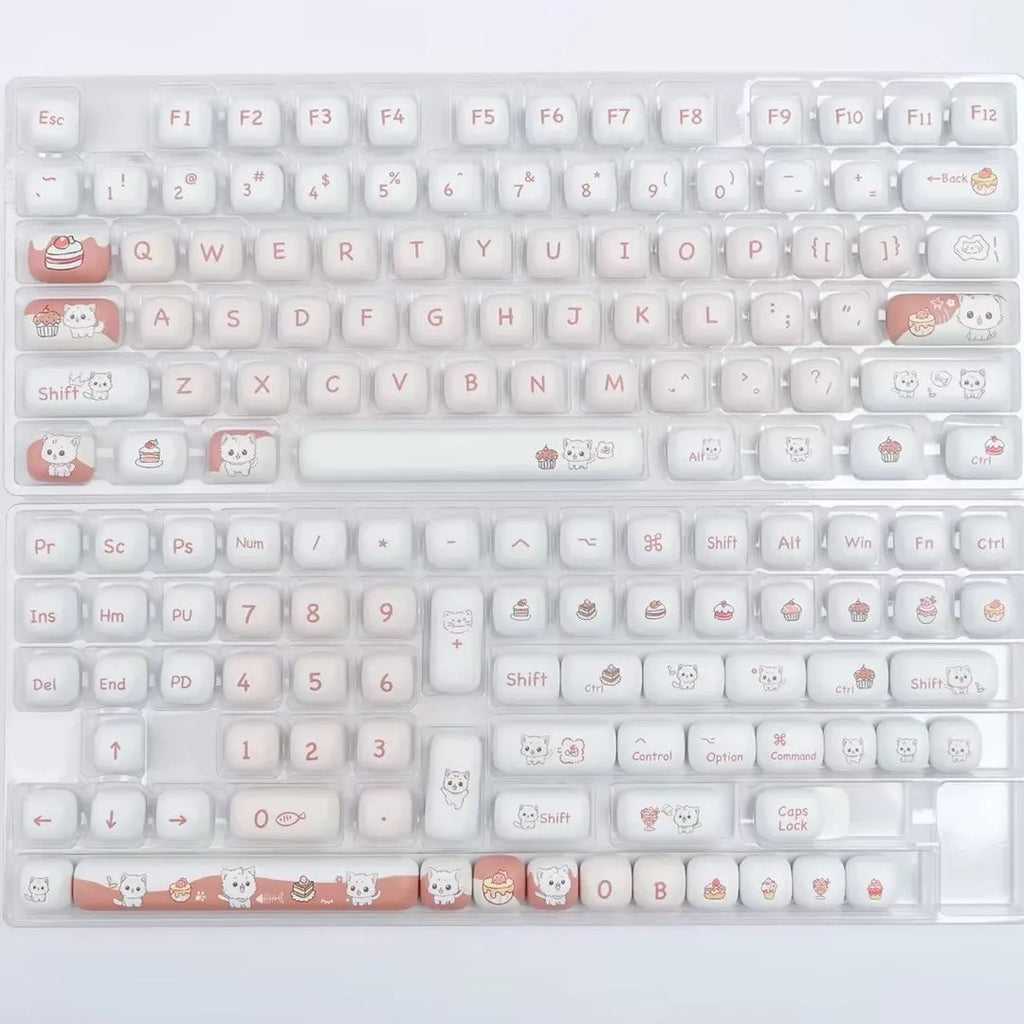 Dessert cat sublimation key cap with MOG round design for mechanical keyboards