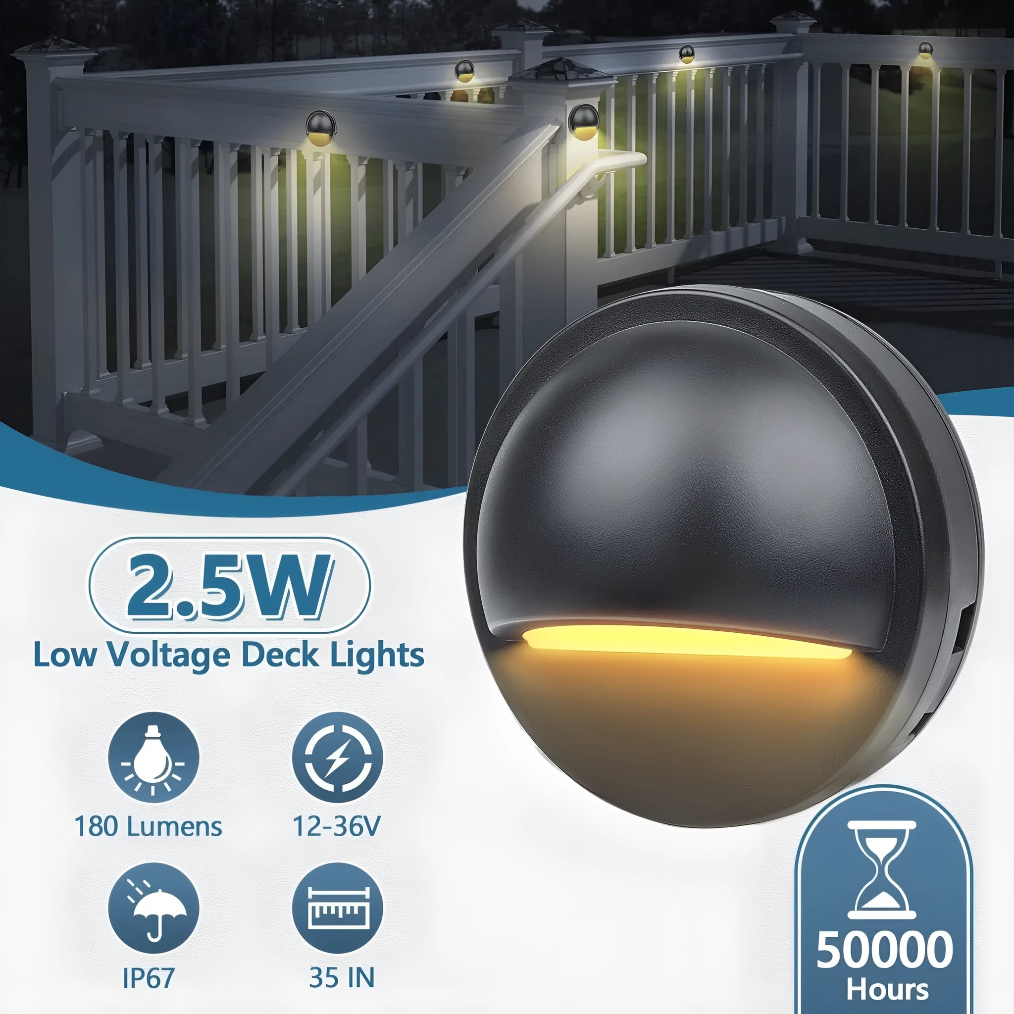 Platinum-coloured outdoor step light with IP67 waterproof rating for garden path illumination
