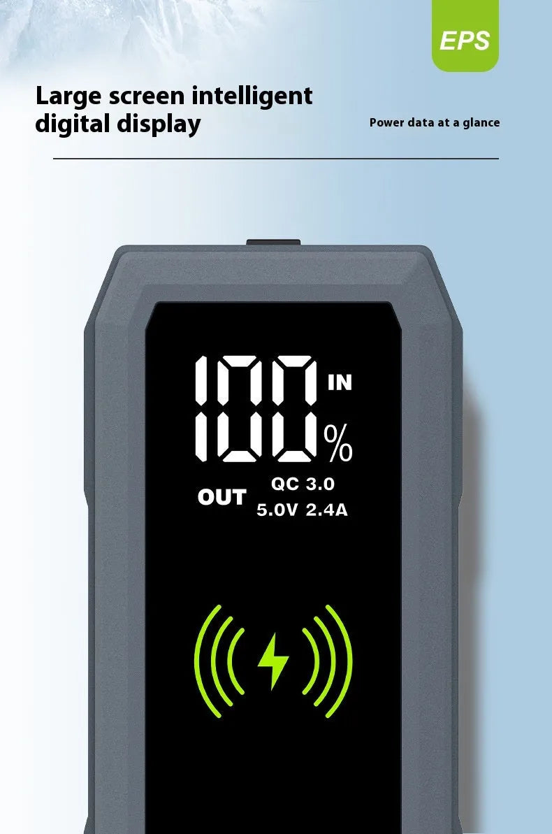 S606 emergency start power source with large screen, wireless charger, aluminium alloy housing, 16800mAh capacity