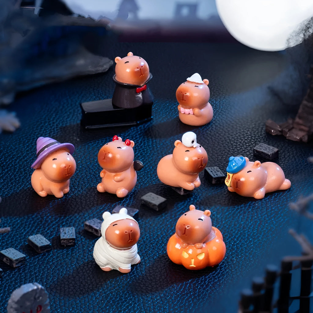 Resin capybara Halloween decoration in micro landscape scale with eight character design options