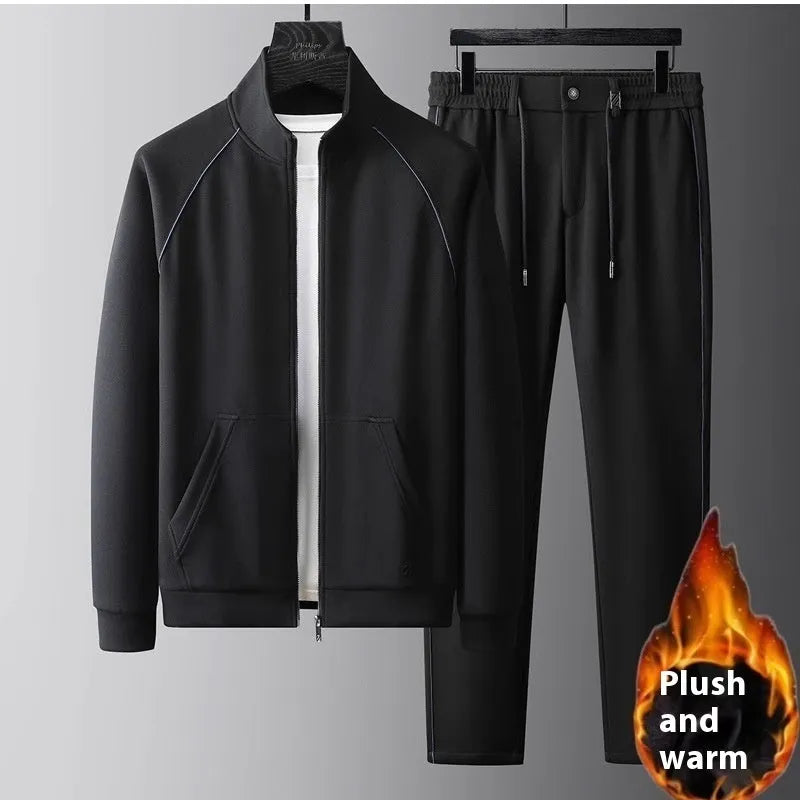 Stand collar casual sports suit in slim fit with coat and trousers in Vinylon fabric