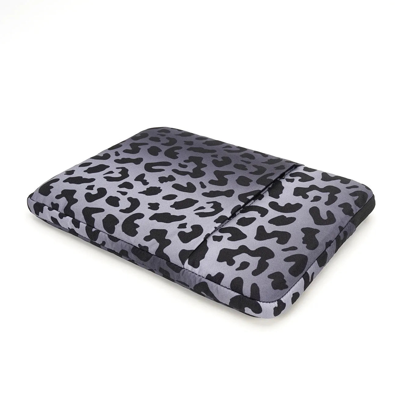 Leopard print laptop sleeve for 13-inch to 16-inch computers with flannel lining