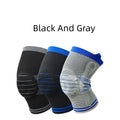 Silicone massage spring bar shock absorber knee protector in cotton material, shown in a two-tone colour.