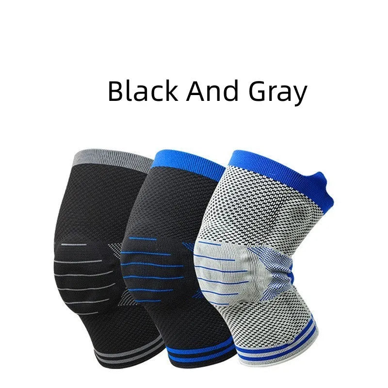 Silicone massage spring bar shock absorber knee protector in cotton material, shown in a two-tone colour.