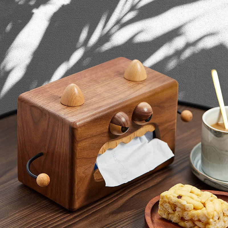 Little Monster cartoon wooden tissue box measuring 190x104x125mm
