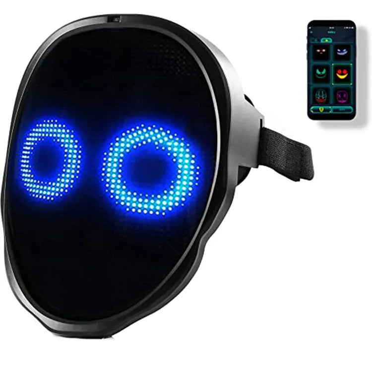 Full colour LED luminous face mask with gesture control and rechargeable battery for Halloween parties