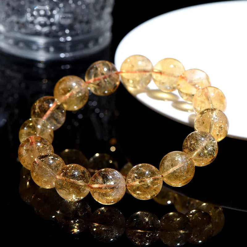 Natural yellow citrine bead bracelet showing single-circle and three-circle design options.