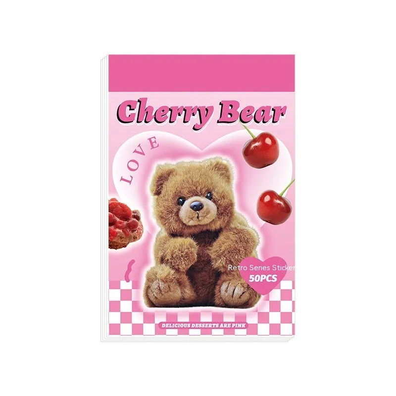 American retro cartoon sticker book showing six colour variations of 4x6cm adhesive sheets