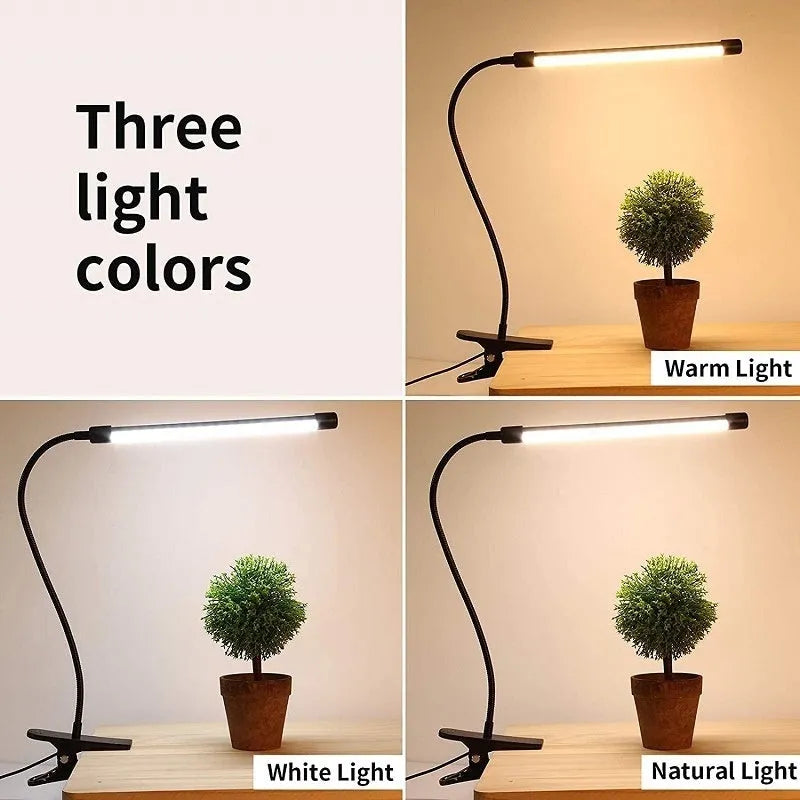 Black and white LED desk lamp with 26cm length and USB power cable