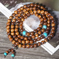 108 bead stone bracelet with geometric hand-polished Lvzhu beads measuring 5-6mm diameter