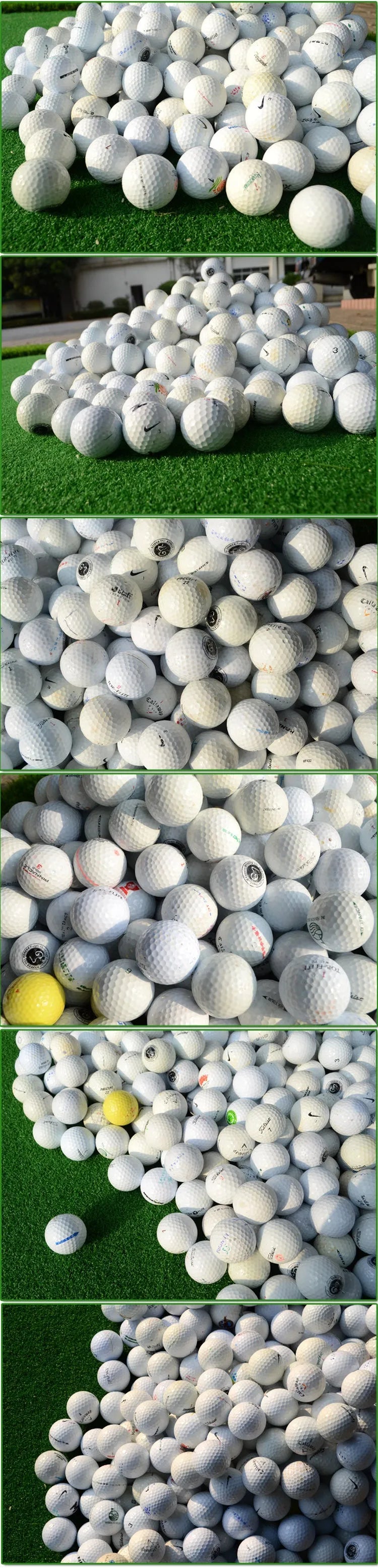 White Golf Next practice game ball with 352 beehive dimples on grass