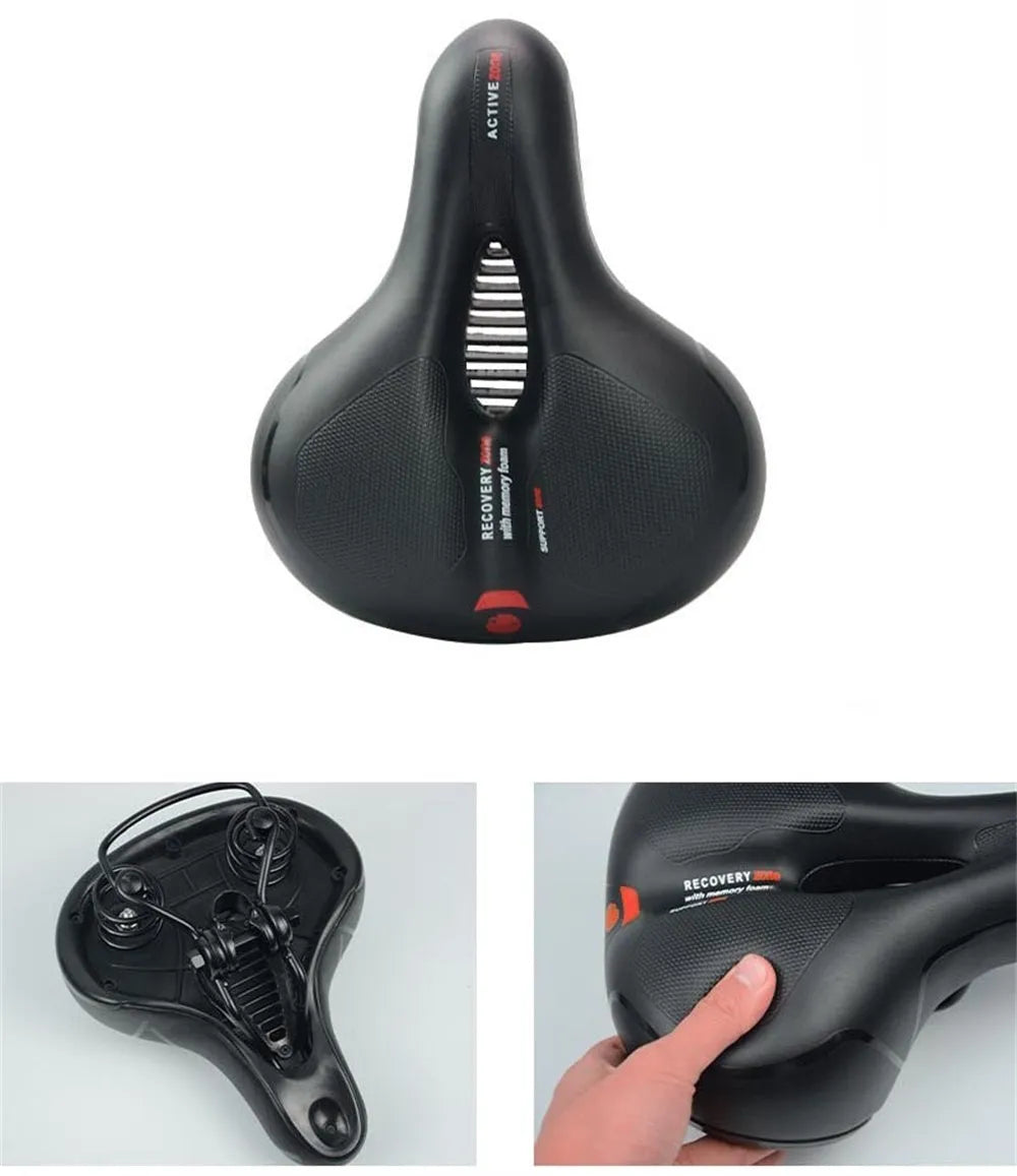 Bicycle cushion with PU leather surface and waterproof cover set including wrench and tyre repair kit