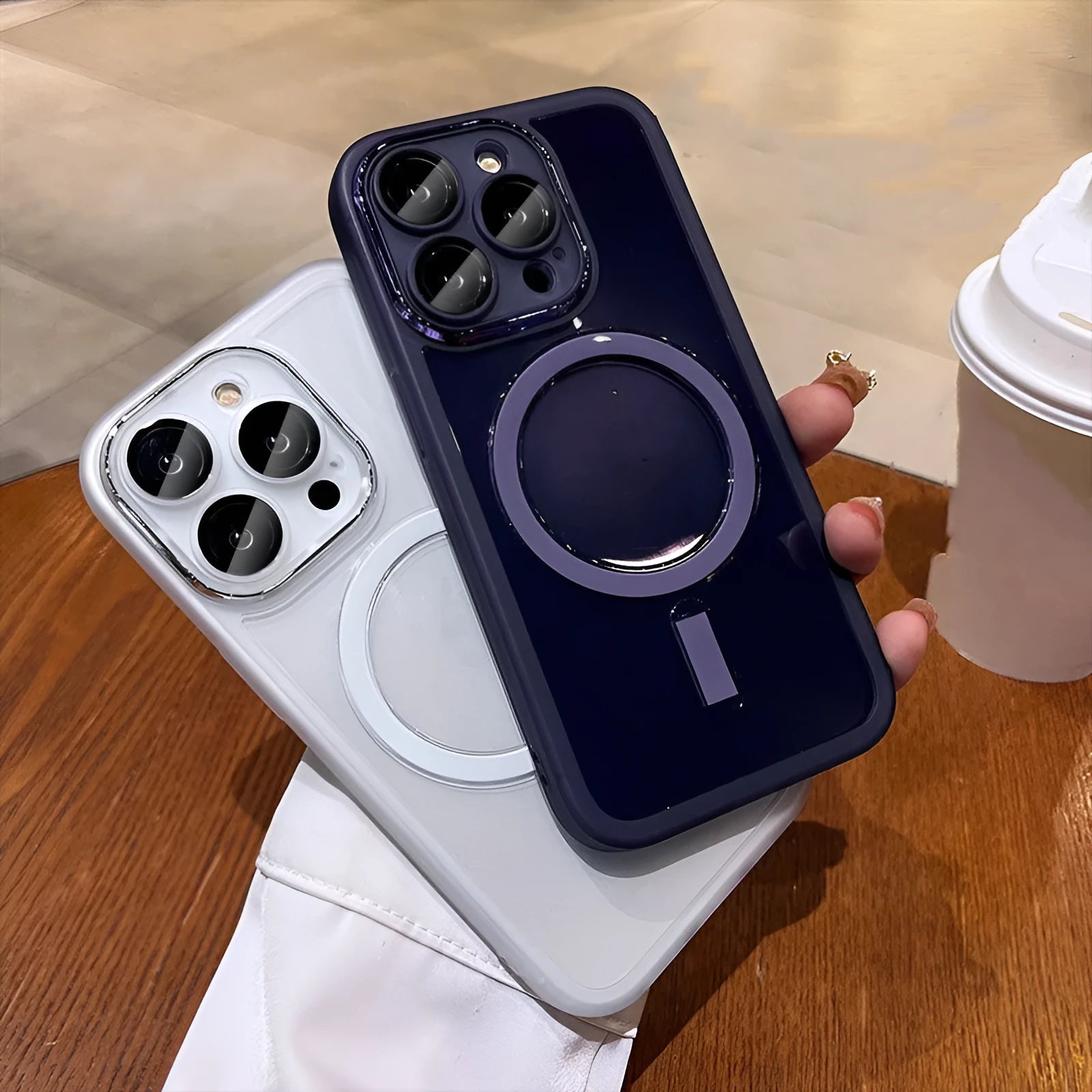 Magnetic phone case for iPhone in simple style with lens protector