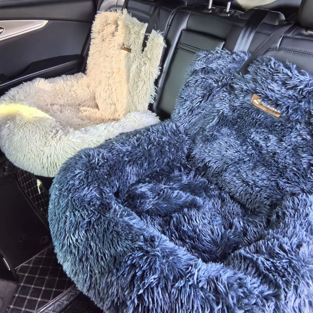 Winter thickened thermal vehicle pet mat on car seat in dark grey colour
