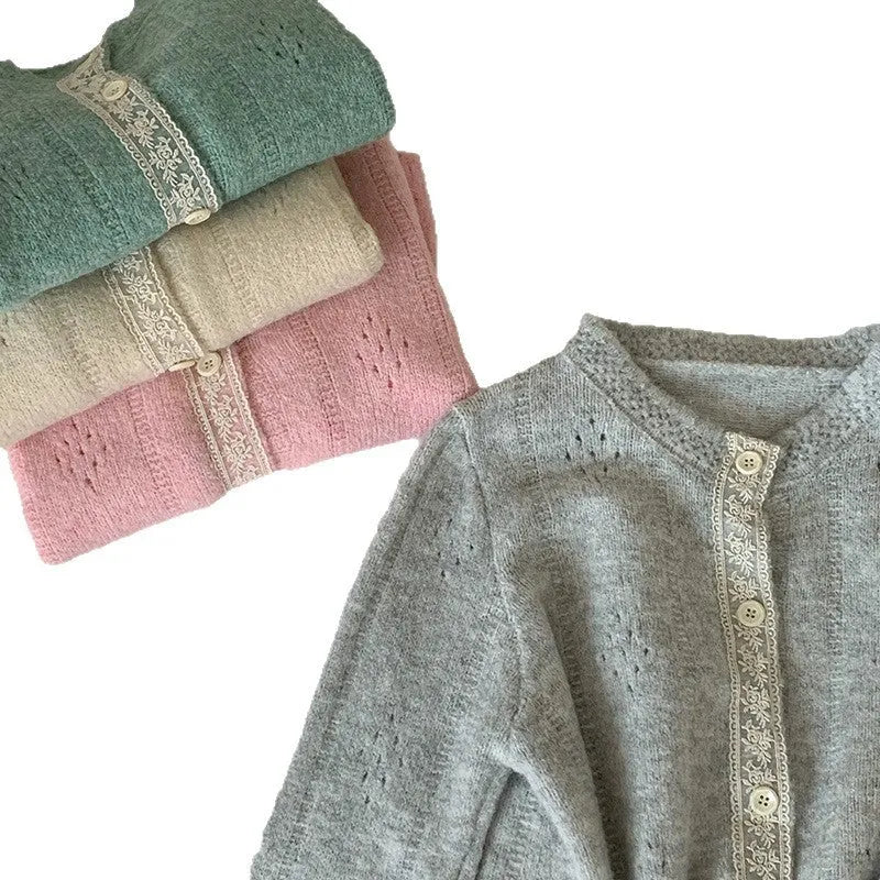 Korean artistic retro loose knitwear sweater coat in viscose fibre available in four colours