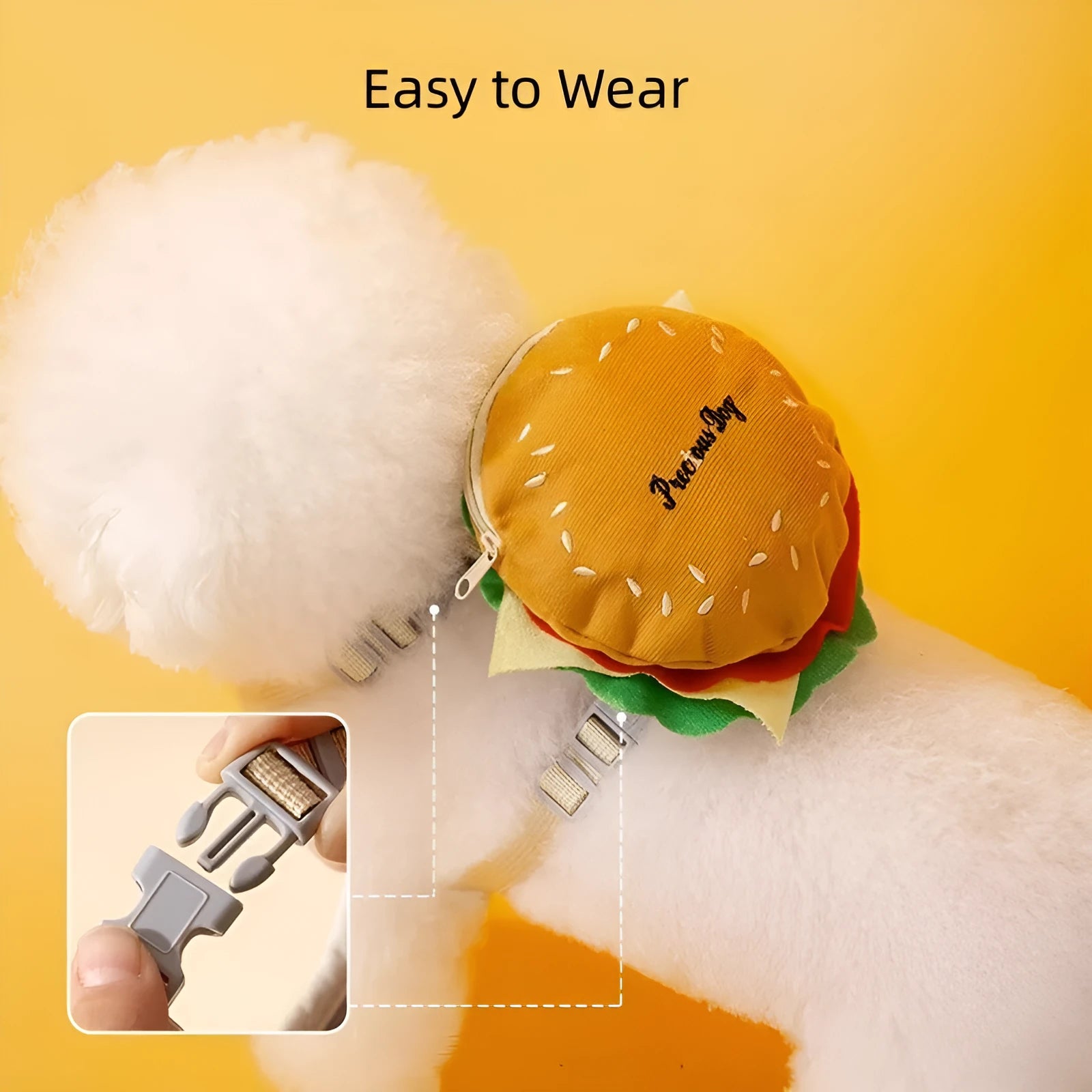Cartoon hamburger chips design adjustable vest leash rope for dogs on a walk