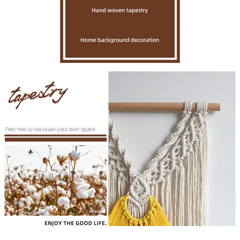 Nordic style creamy white cotton tapestry hand woven textile 120cm by 95cm rectangle wall hanging