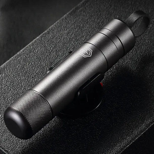 Gun grey aluminium alloy car safety hammer with seatbelt cutter and test glass