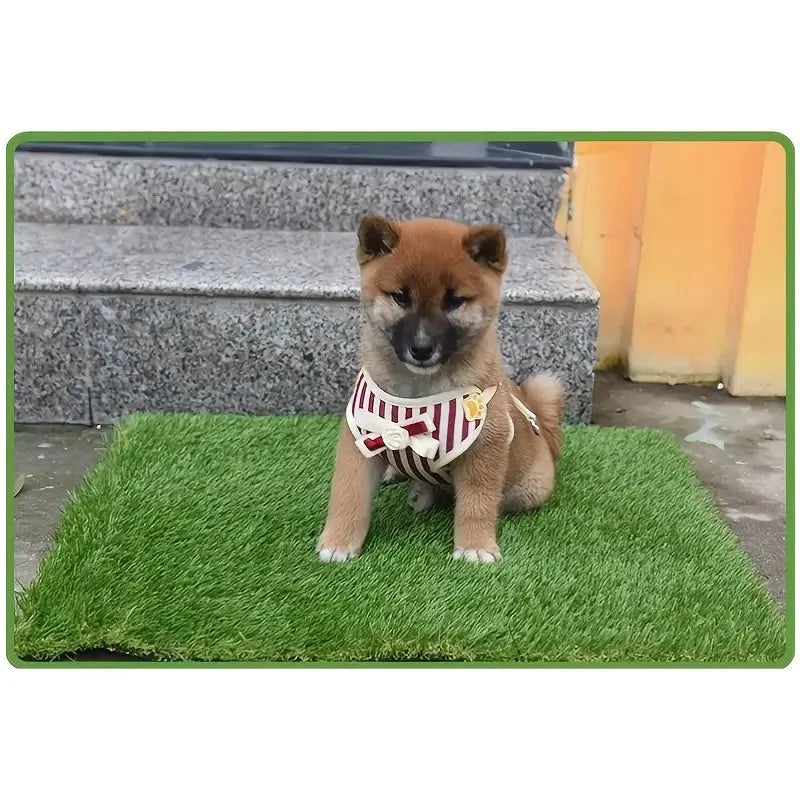 Artificial grass dog toilet mat for indoor pet training, shown in a small size on a floor.