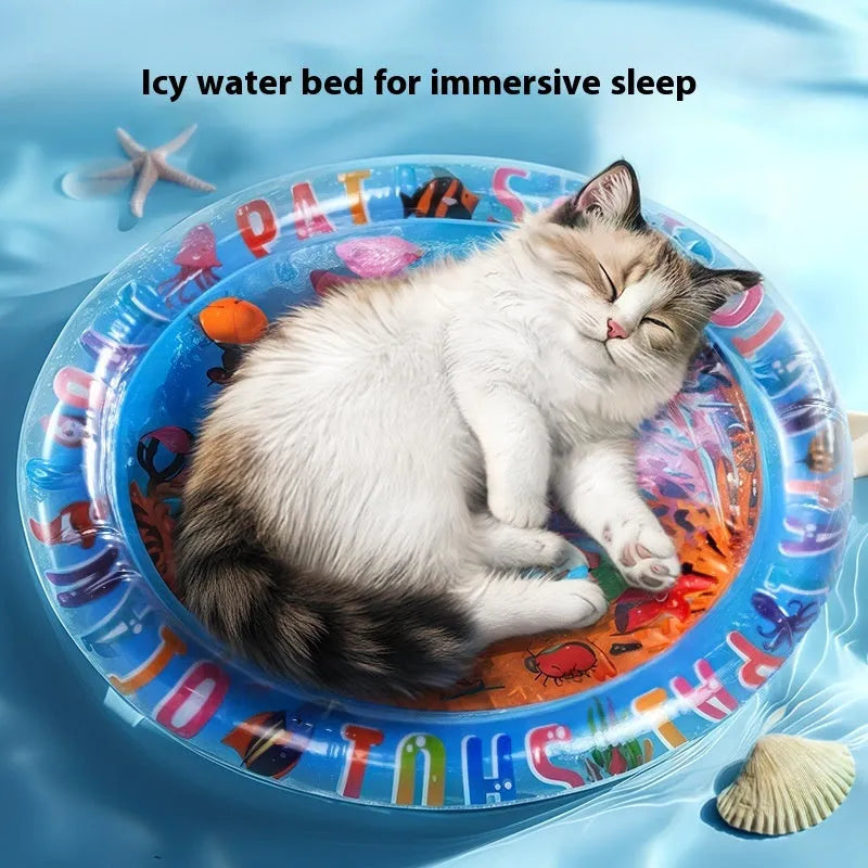 PVC inflatable pet cooling water bed mattress in dolphin and shark designs