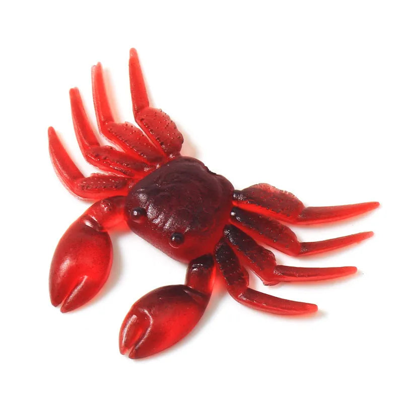 PVC software artificial crab fishing lure in red and brown, measuring 8cm in length.