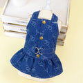 Denim princess dress for small dogs with bracket skirt design in spring/autumn transitional clothing