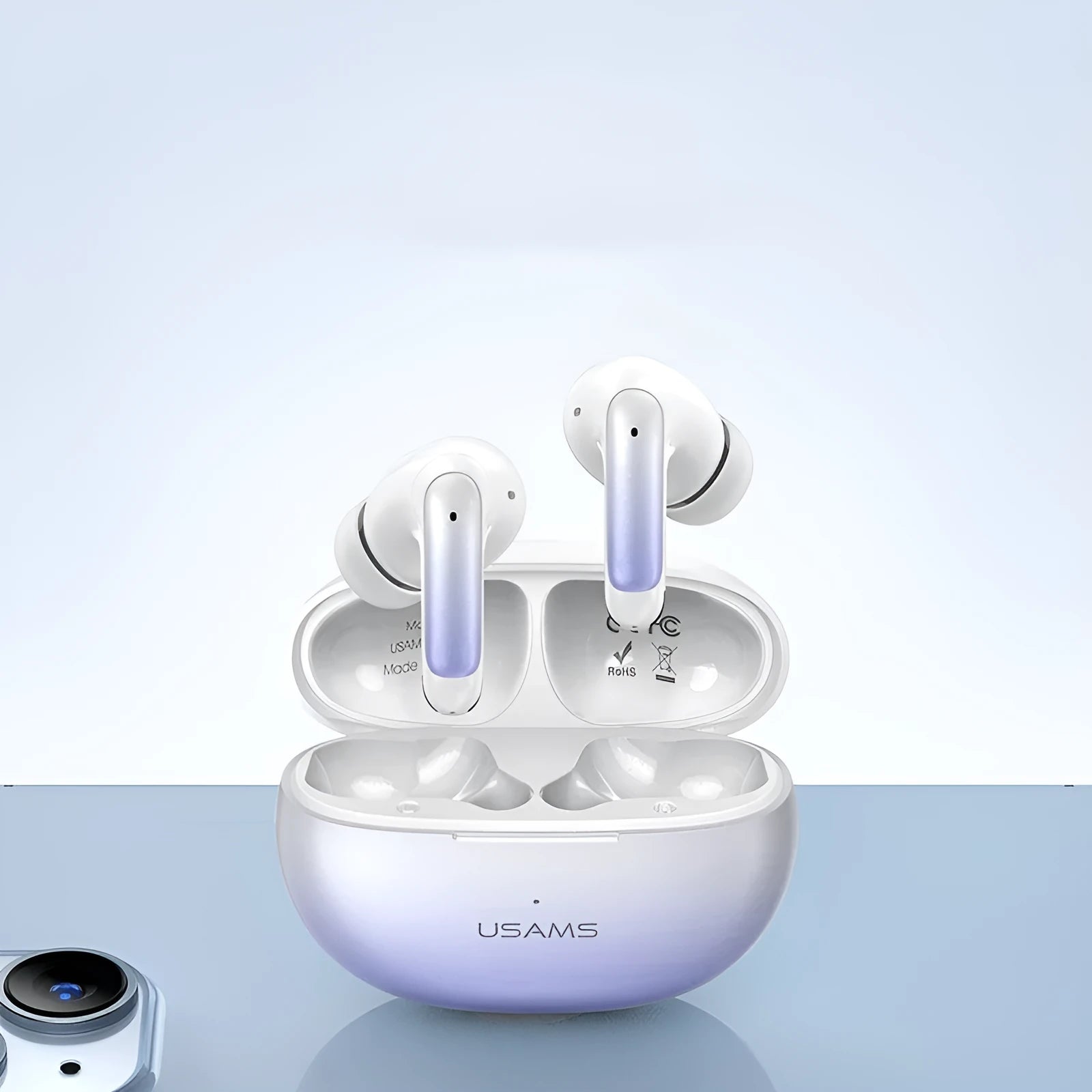 Wireless in-ear gaming headset in gradient blue colour with low-latency Bluetooth 5.0 connectivity