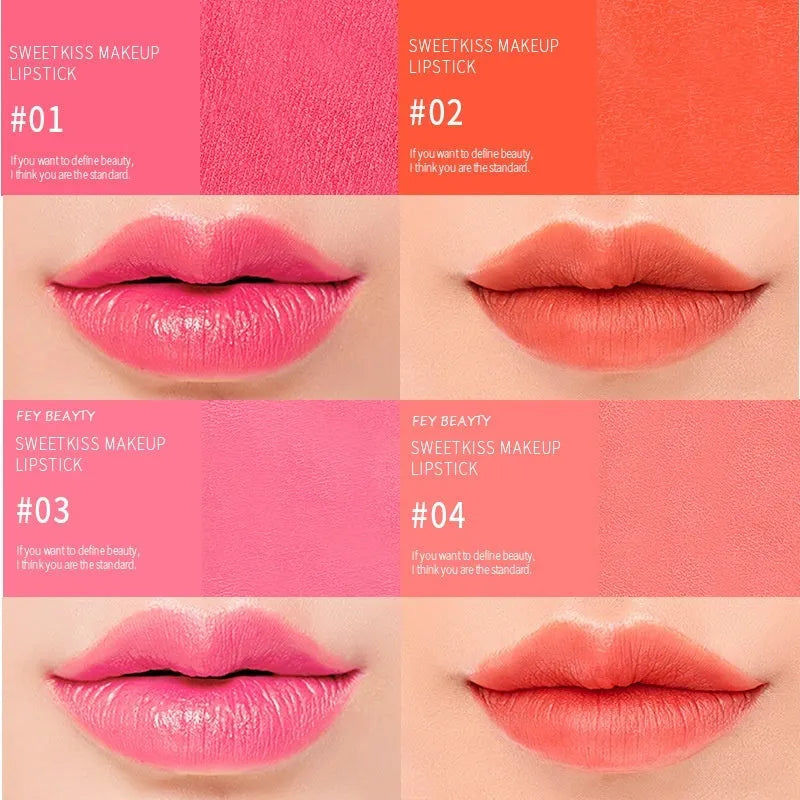 Fey Beauty moisturising lipstick in cameo brown and milk tea shades with 3.8g content