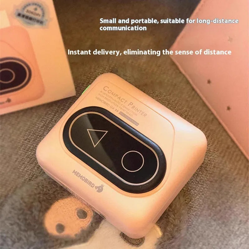 Compact Avocado Green Bluetooth thermal printer next to a mobile phone showing a photo being printed.