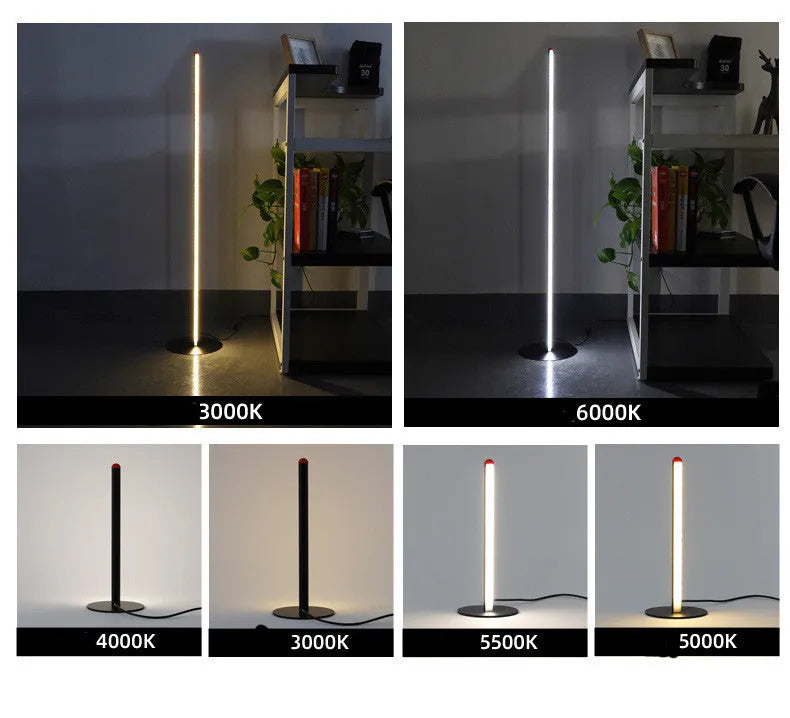 Aluminium alloy vertical floor lamp in modern simple style with USB plug-in power supply